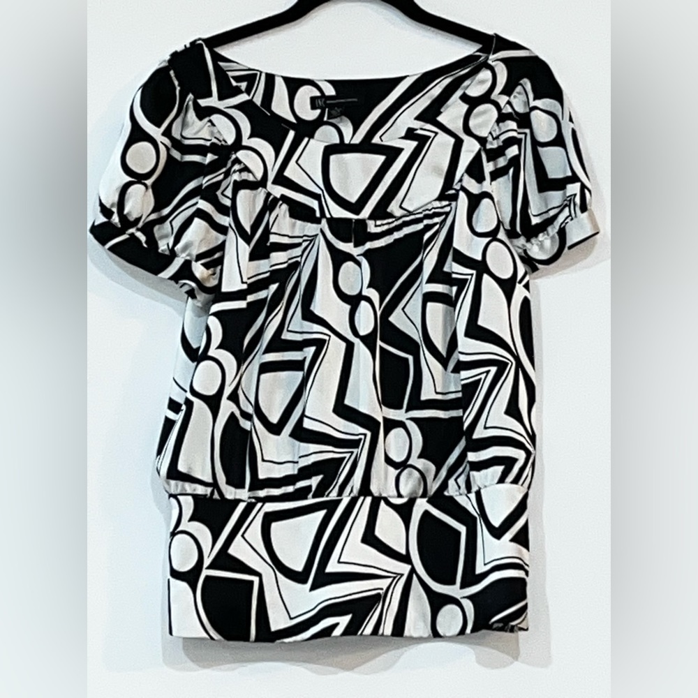 INC International Concepts Silk Blouse Abstract Print Women's 8